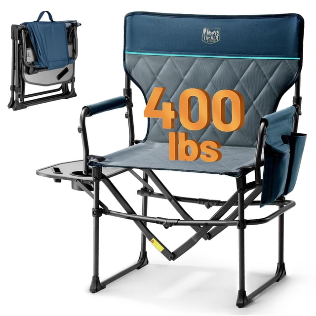 Silla plegable de aluminio TIMBER RIDGE de alta resistencia, 181 kg, azul marino