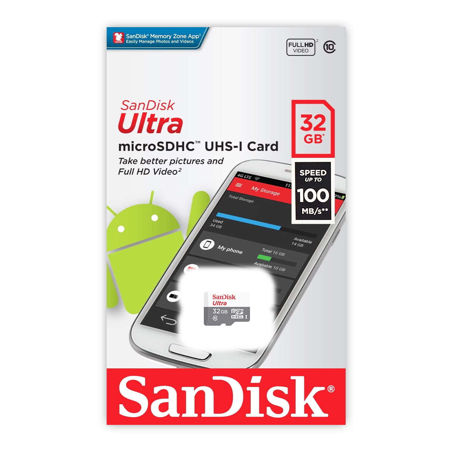 Sandisk Ultra Micro Sd Card 32Gb 100Mb/S Class 10 3 SanDisk Ultra 32GB Micro SD HC Class 10 TF Flash Memory Card for Android Mobile - Walmart.com