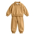 thumbnail image 4 of Girls Fall Winter Outfit Set Toddler Kids Casual Sports Set Baby Solid Color Hoodie Set 6-24 Months 2T 3T 4T 5T 6T Children Yellow,1-2 Years, 4 of 4
