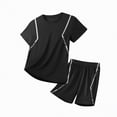 thumbnail image 4 of HCNTES Toddler Baby Boy Summer Clothes Set Short Sleeves T-Shirt Tops + Shorts Cute Outfits Set For Kids 2t 3t 4t 5t 6t 7t(G-Black,9-10 Years), 4 of 4