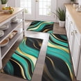 thumbnail image 2 of Teal Gold Marble Pattern Kitchen Rugs Sets Of 3,Kitchen Runner Rugs Non Skid Washable,Decorative Kitchen Floor Mats for Kitchen,Sink,Laundry,17"x30"+ 17"x47" + 17"x59", 2 of 6