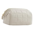 thumbnail image 1 of Bolsa de maquillaje de gran capacidad, organizador de maquillaje de viaje, neceser portátil Beige, 1 of 8