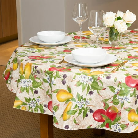 

Everyday Luxuries Waterproof Oval Fitted Tablecloth 52 x 70 Inch Stain and Wrinkle Resistant | Decorative 3.6 gauge Everyday Fruits Vinyl Table Cover for Indoor Outdoor Seating Gatherings Occasions