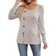 thumbnail image 2 of Blusas de Otoño para Mujer, Cuello Cuadrado Suave, Larga Tipo Farol, Botones Decorativos, Abertura Lateral, Suéter, Túnica, Camisa Gris M, 2 of 9