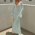 thumbnail image 2 of Women's Crochet Maxi Cover Up Dress, Long Sleeve, V Neck, Sexy Bodycon, Ideal for Beach Swim Vacation, 2 of 5