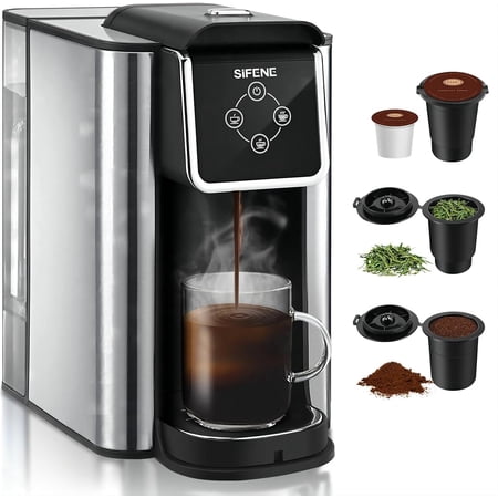 Single-cup Coffee Maker, 3-in-1 Fast Brew, Suitable for Coffee Pods, Ground Coffee, and Loose Tea, 6-12 Oz Cup Sizes, 50 Oz Removable Water Tank, 1150 Watts