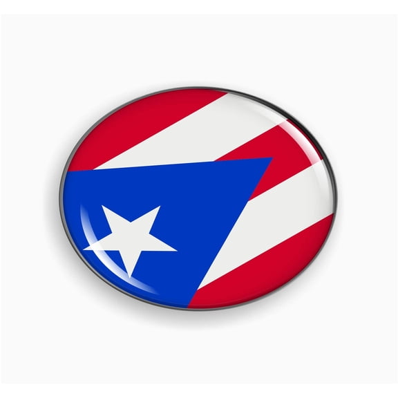 Puerto Rico Flag 3D Domed Round Automotive Emblem - Flexible