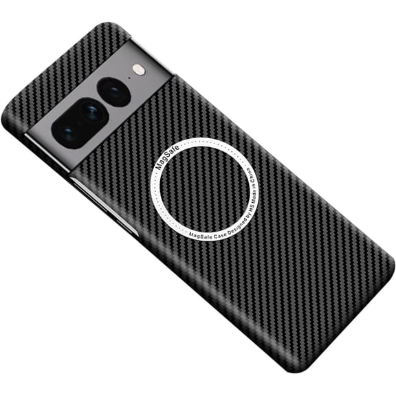 Carbon Fiber Phone Case for Google Pixel 7A [Magnetic Charging] Thin Slim Fit Minimal Lightweight Aramid Fiber Soft Touch Cover, Black
