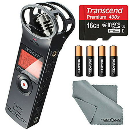 Zoom H1 Portable Digital Audio Recorder Bundle with 16 GB + Batteries + Fibertique (Zoom H1 Best Price)
