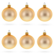 Set of 6 Matte Gold Glass Ball Christmas Ornaments 2.4 Inches