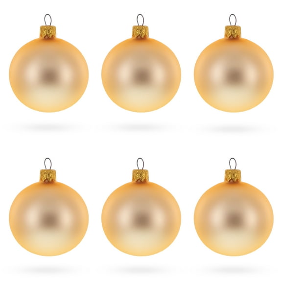 Set of 6 Matte Gold Glass Ball Christmas Ornaments 2.4 Inches