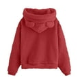 thumbnail image 7 of Telankuip Girls Fuzzy Pullover Hoodies Casual Sherpa Winter Cute Bear Ears Hooded Sweatshirts Soft Thick Warm Comfortable Plain Outwear Tops with Pockets Red 14-15 Years, 7 of 7
