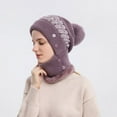 thumbnail image 3 of GRNSHTS Women One Piece Slouchy Fleece Beanie Hats Scarf Mask Warm Winter Knitted Hat Thick Skull Ski Cap (Purple), 3 of 8