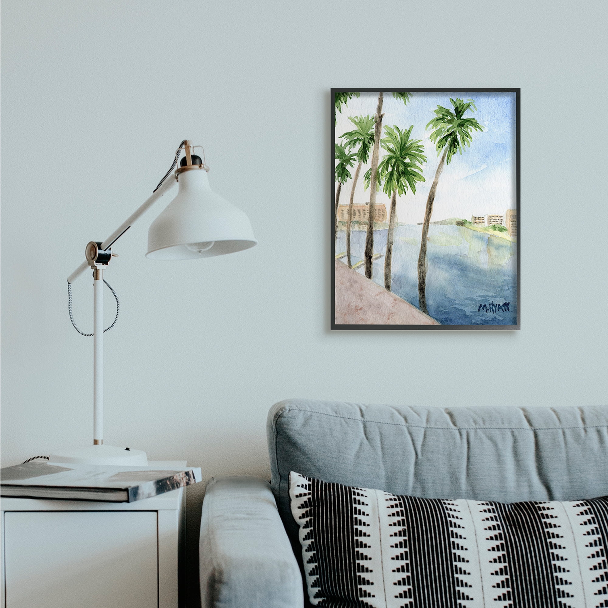 Stupell Industries Tropical Palms Along the River Edge Landscape Black Framed, 24 x 30, Design by Melissa Hyatt LLC