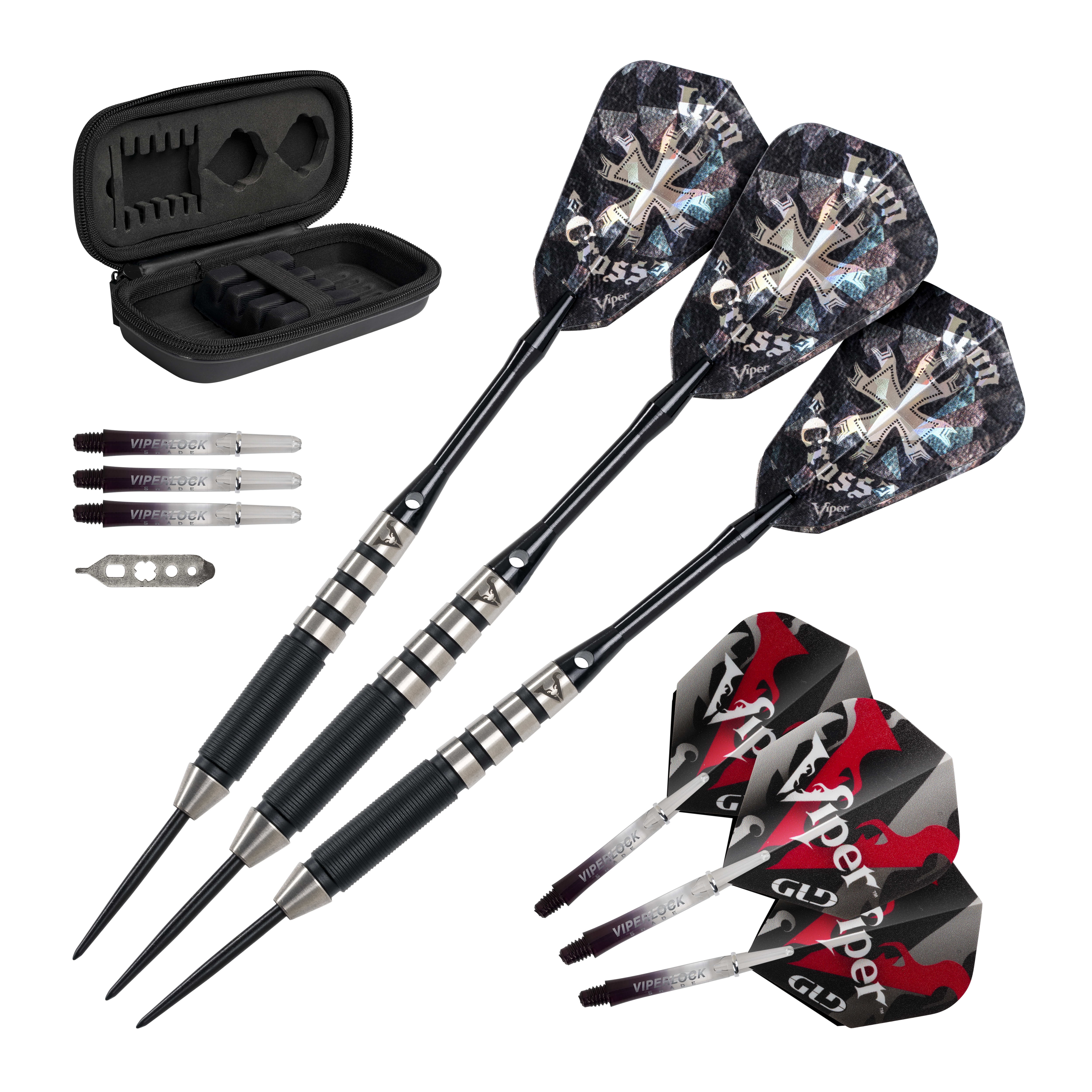 BIG BOMBERS 80% TUNGSTEN DARTS SET WITH 3 SETS OF FLIGHTS AND STEMS 