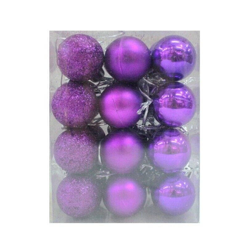 24Pcs Christmas Baubles Xmas Tree Small Solid Hanging Balls Party Decor 30mm Ornament Decoration