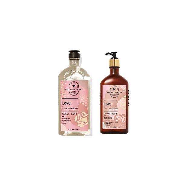 Bath & Body Works Aromatherapy Cacao Rose Body Wash & Lotion