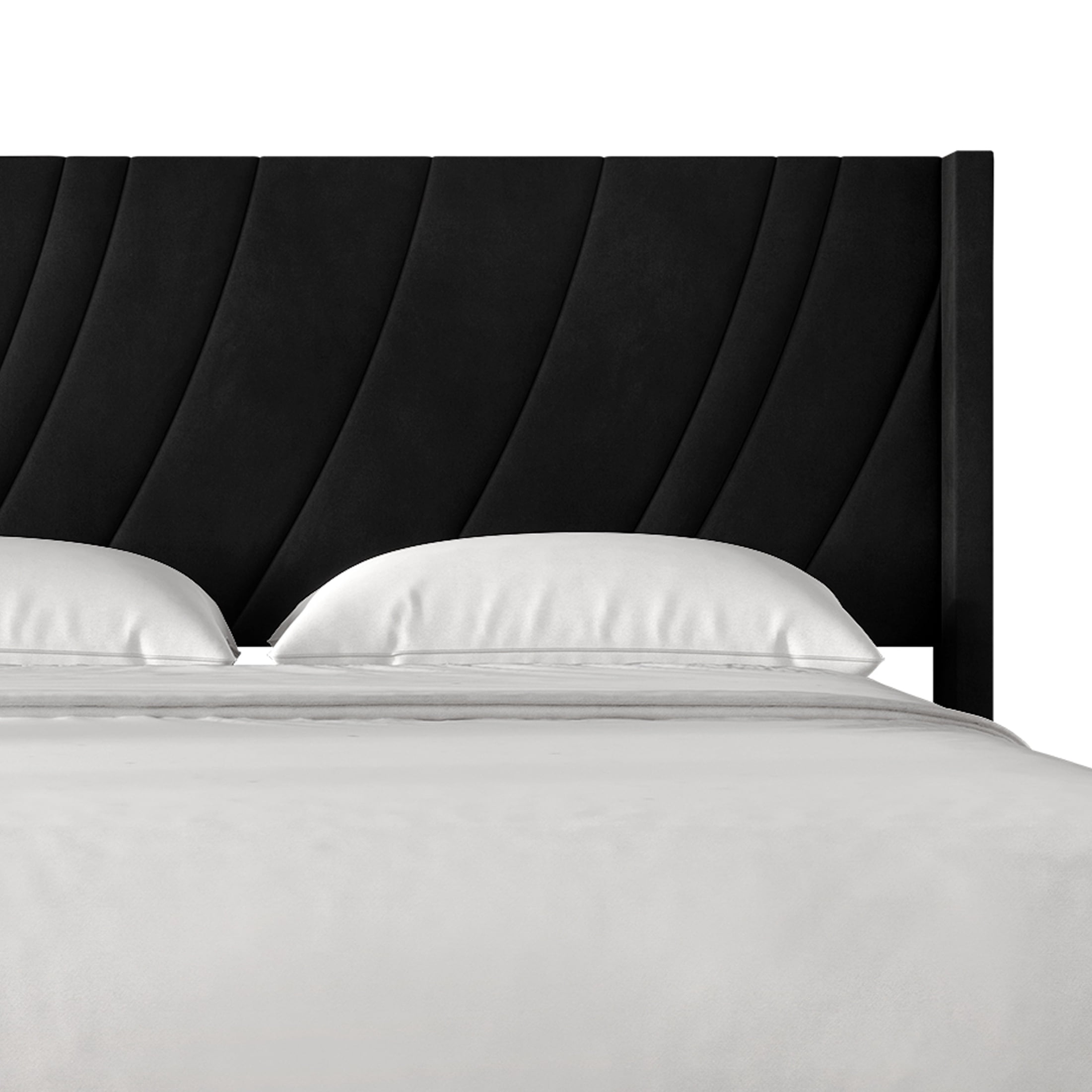 Castle Place Sleek Contemporary Velvet Upholstered Full Platform Bed, Black