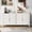 White, variant on 61.1'' Sideboard Storage Cabinet, Modern Wavy Slatted Doors, Metal Handles, Spacious Shelves, Buffet Cabinet for Dining Room, Living Room, Kitchen, Entryway, Black