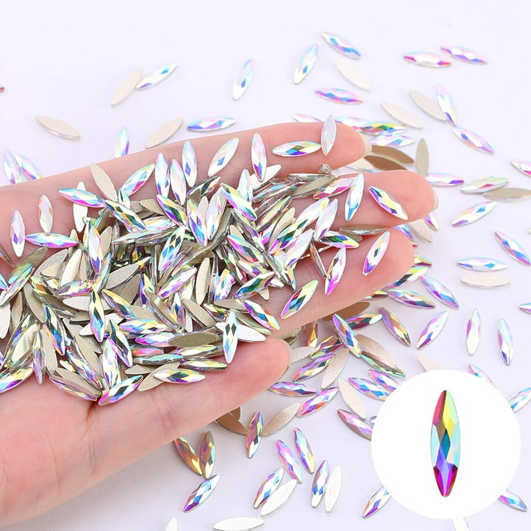 20pcs 3D Flatback Drop Horse Eye Nail Art Beads Colorful Glitter  Rhinestones Flat Shaped Acrylic Beads