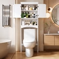 thumbnail image 3 of Over the Toilet Storage Cabinet, Asofer Bathroom Space Saver Organizer above Toilet with Adjustable Shelf & 2 Doors, White, 3 of 10