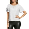 thumbnail image 4 of Sparkly Sequin Tops Womens Ruffled Short Sleeve Glitter Blouses Evening Party Dressy Casual Outfits for Women (M, White), 4 of 7