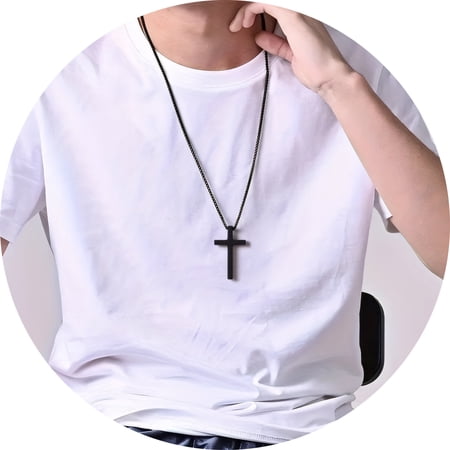Murtoo Minimalist Cross Pendant Necklaces – Stainless Steel Men’s and Women’s Jewelry in Black, Silver, and Gold