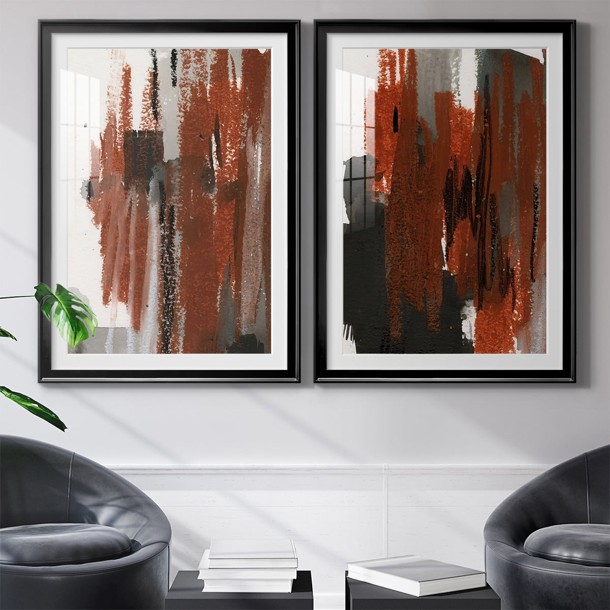 Wexford Home Loft Pastel V Premium Framed Print, 30.5" x 42.5" - Ready to Hang, Black (Set of 2)