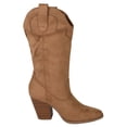 thumbnail image 3 of Soda Women Cowgirl Cowboy Western Stitched Boots Pointy Toe Mid Claf Suede High Heels Akito-S Light Brown Coffee 8.5, 3 of 4