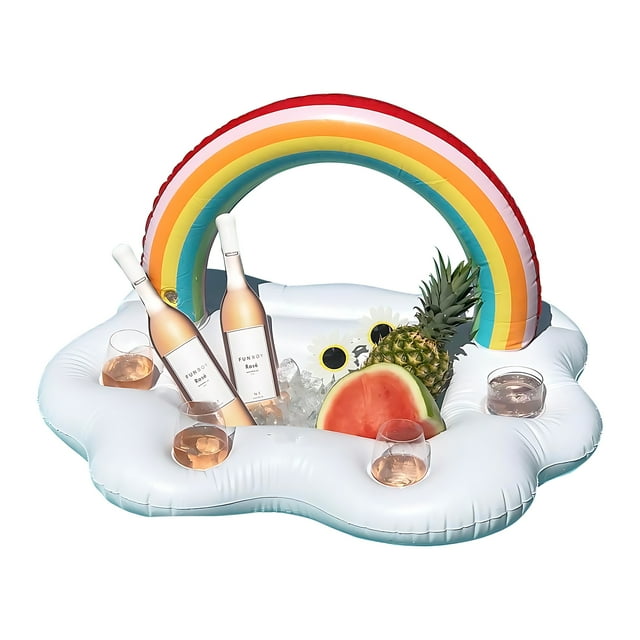 Mistaha Rainbow Arch Cloud Inflatable Pool Drink Float with Ice Bucket - Floating Beverage Holder for Adults - PVC Material, Large Capacity, Easy to Use - Ideal Gift for Pool Party, Beach, and