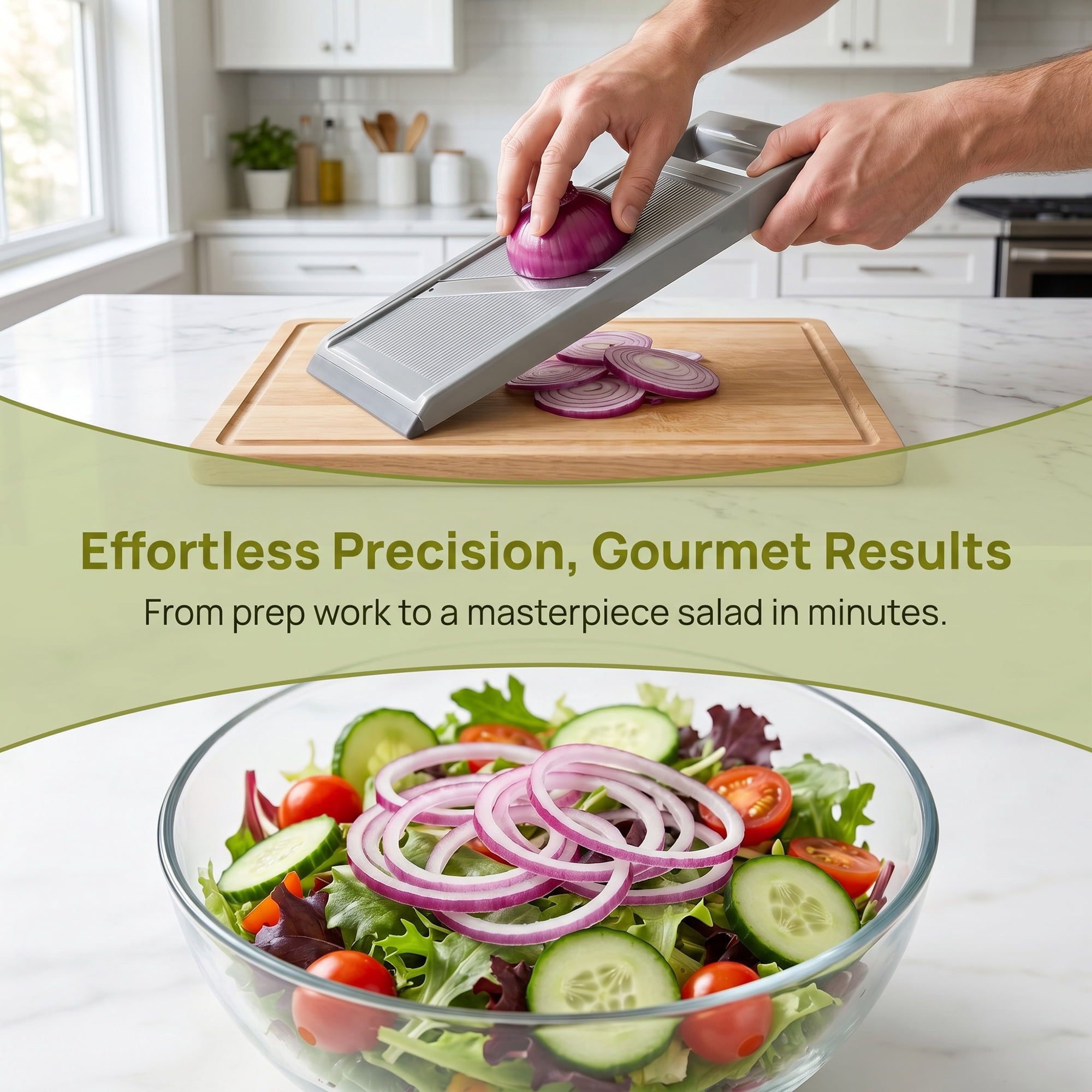 Mandoline Slicer for Kitchen, Vegetable Chopper Multifunctional Cutter for Potato Onion Gray 10.8" x 4.2"