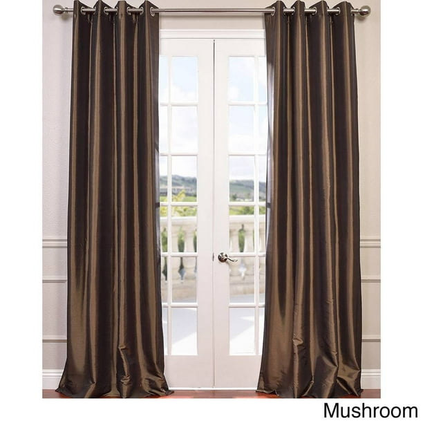 Exclusive Fabrics Grommet Blackout Faux, Copper Brown Faux Silk Taffeta Curtain Panel White 3