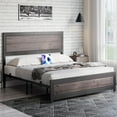 thumbnail image 7 of Bed Frame with Headboard, Industrial Platform Bed Frame with Charge Station, No Box Spring Needed, Easy to Assemble, Wooden Mattress Foundation, 7 of 7