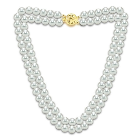 ADDURN 14KY 2Row 6.5-7mm Akoya Flower Clasp