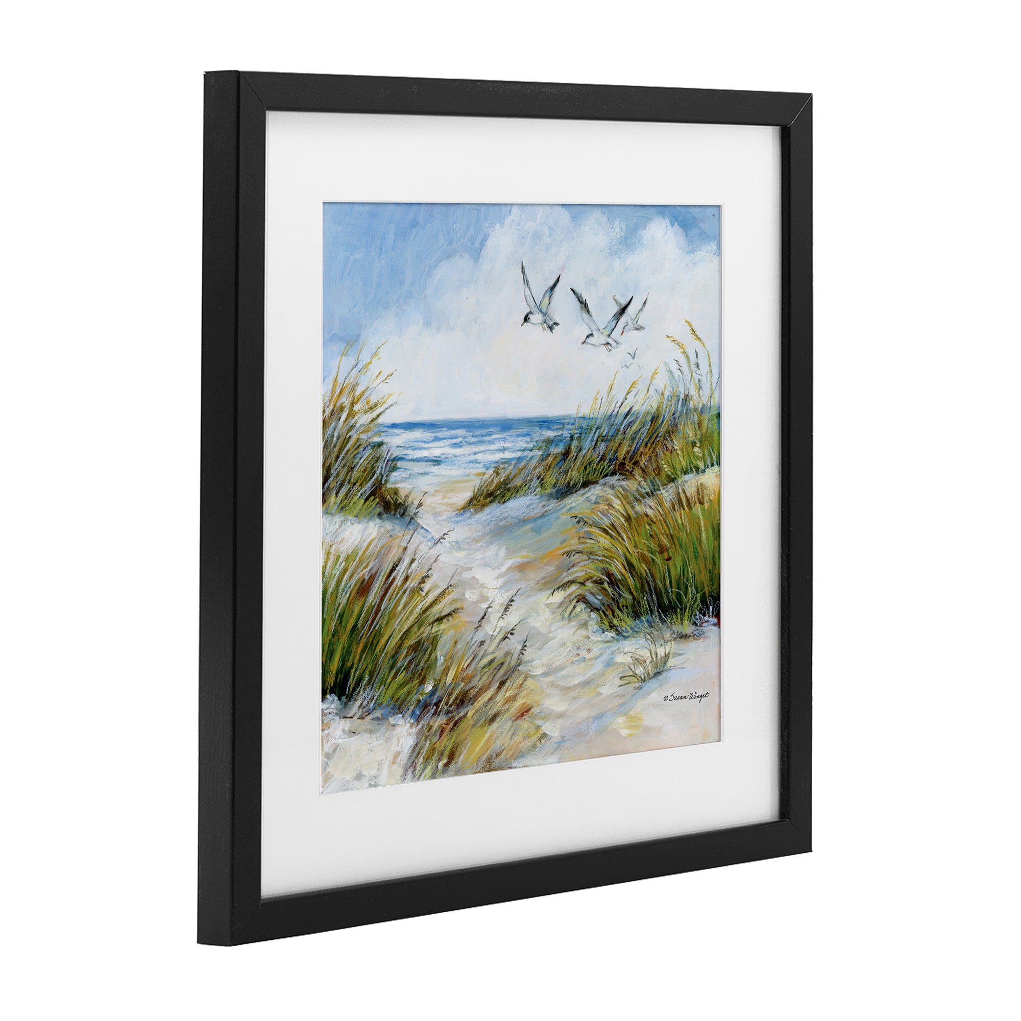 Stupell Industries Beach Path Seagulls Overhead Black Framed Print Under Glass, design by Susan Winget