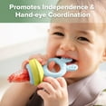 thumbnail image 5 of Baby Fruit Food Feeder & Mini Freezer Nibble Tray Combo, Breastmilk Popsicle Molds for Cooling Relief, BPA Free Silicone Feeder for Safe Infant Self Feeding, 4 Month+ (Pea Green), 5 of 7