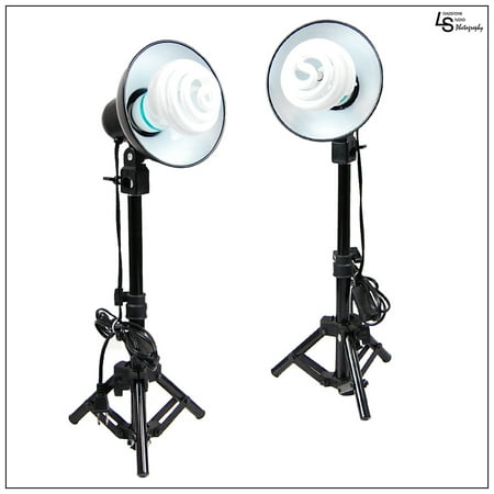 Aluminum Mini Kit Stand 2x 30W Fluorescent Table Top Reflector Lighting Kit with Mini Extendable 10