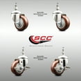 thumbnail image 2 of 3.5 Inch 316SS Maroon Polyurethane 3/8 Inch Threaded Stem Caster Set 2 Brakes, 2 of 2