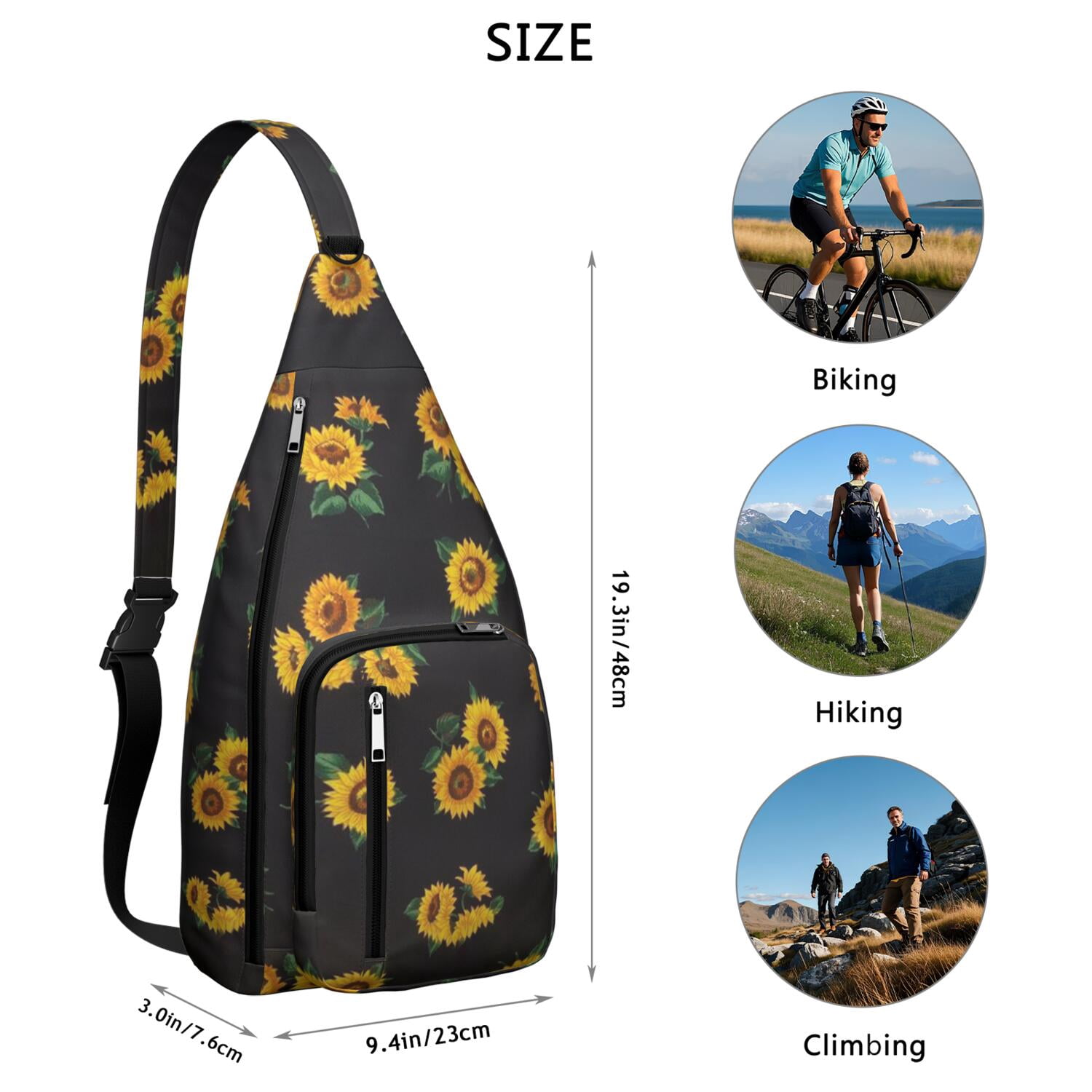 Lightweight Durable Sling Bag with Sunflower Design and Easy Access for Women