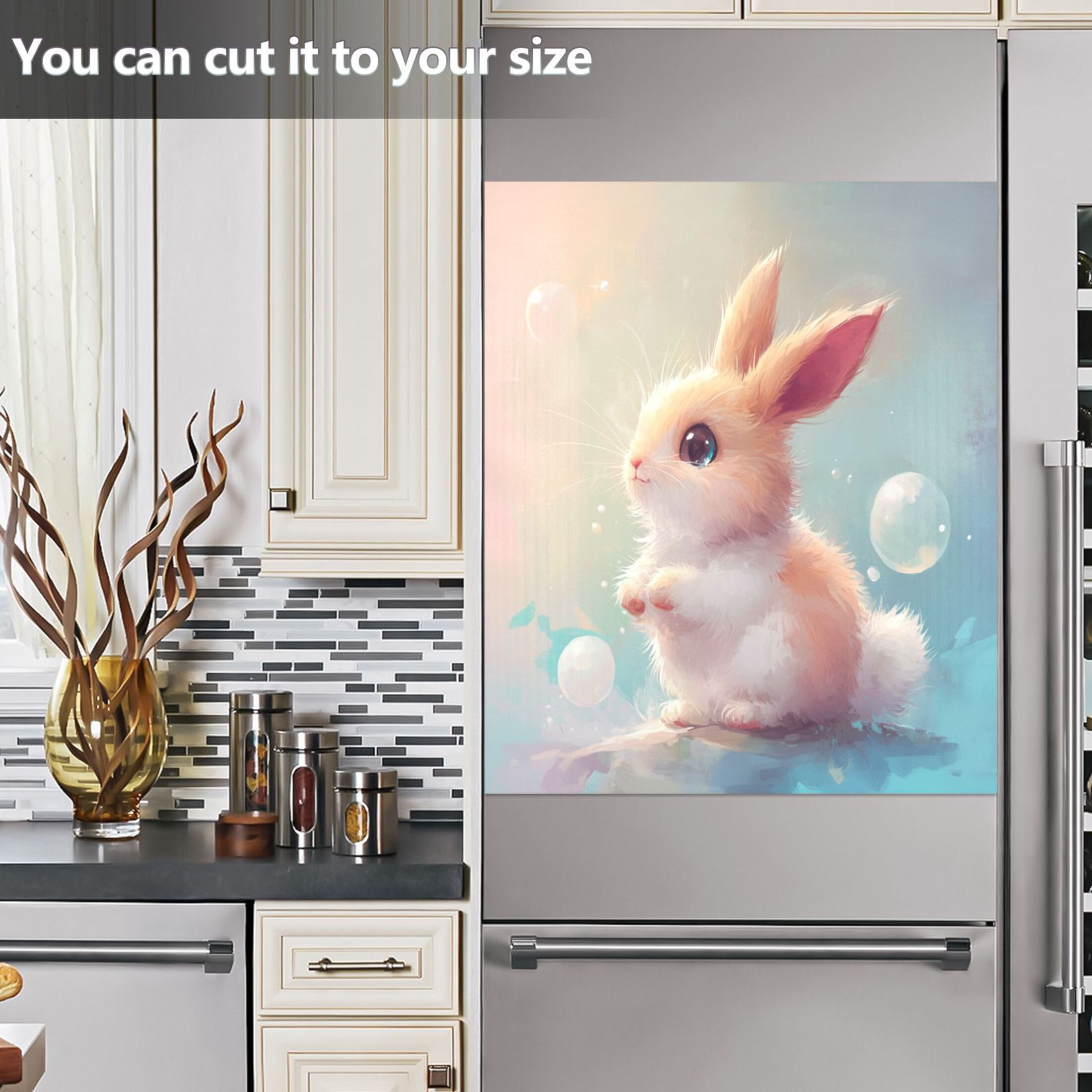Dishwasher Magnetic Sticker 23x26 Inch Refrigerator Magnetic Sticker Washing Machine Magnetic Sticker Kitchen Panel Magnetic Sticker Home Decor Super Lovely Orange Rabbit