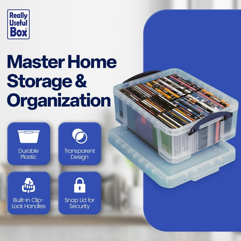 Really Useful Box 17L Extra Plastic Heavy Duty Tub, Clear Storage