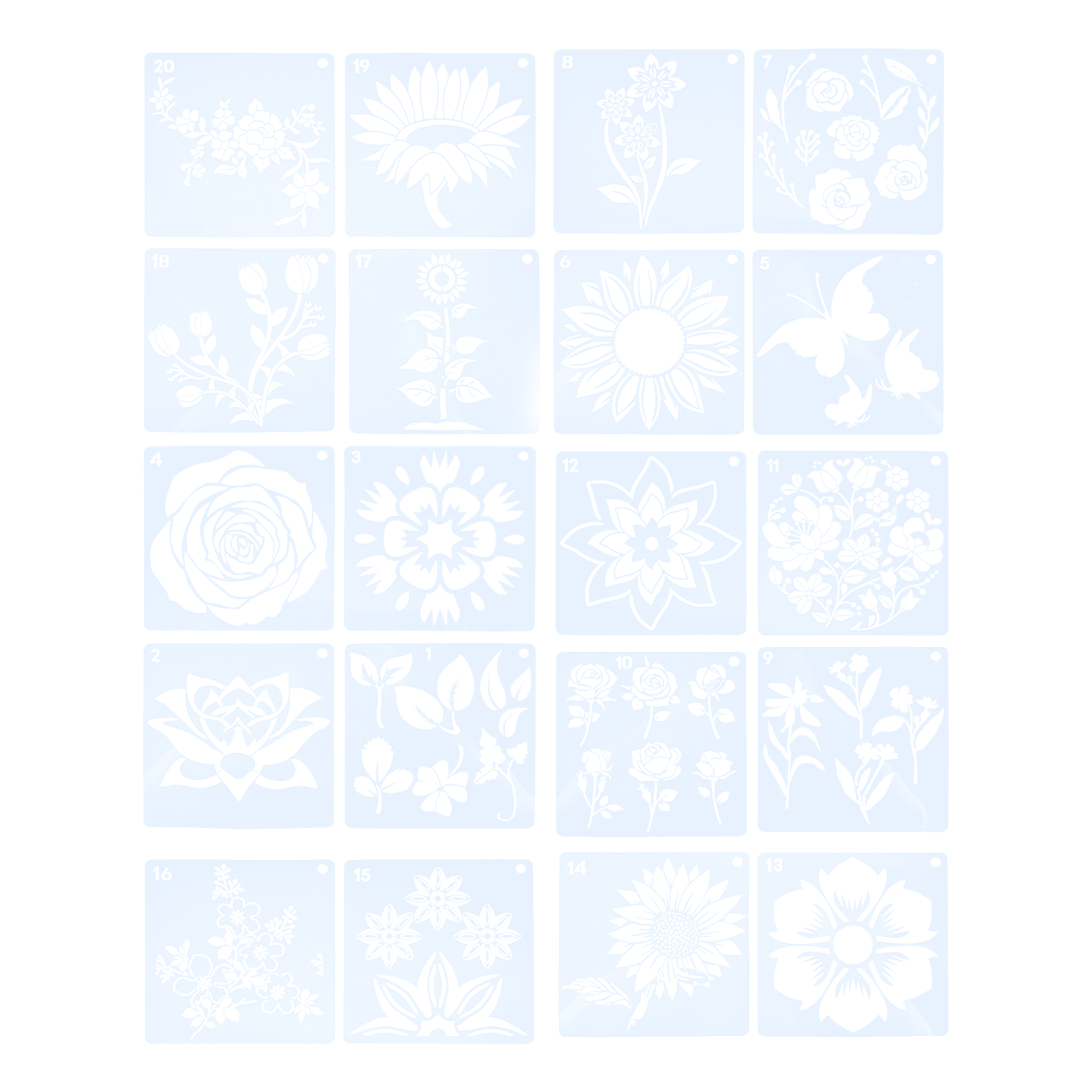 Rosarivae 20 Sheets Flower Painting Templates Plant Drawing Stencils ...