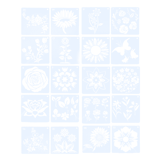 Rosarivae 20 Sheets Flower Painting Templates Plant Drawing Stencils