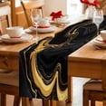 thumbnail image 6 of Black Marble Fluid Art Table Runner 70 Inches Long,Kitchen Dining Tablerunners Gold Foil Linen Table Runners Dresser Scarves for Home Dinner Wedding Holiday Party Decor, 6 of 9