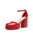 thumbnail image 1 of Zapatos de Tacón Alto con Plataforma Gruesa para Mujer DREAM PAIRS en Rojo PU, 1 of 8