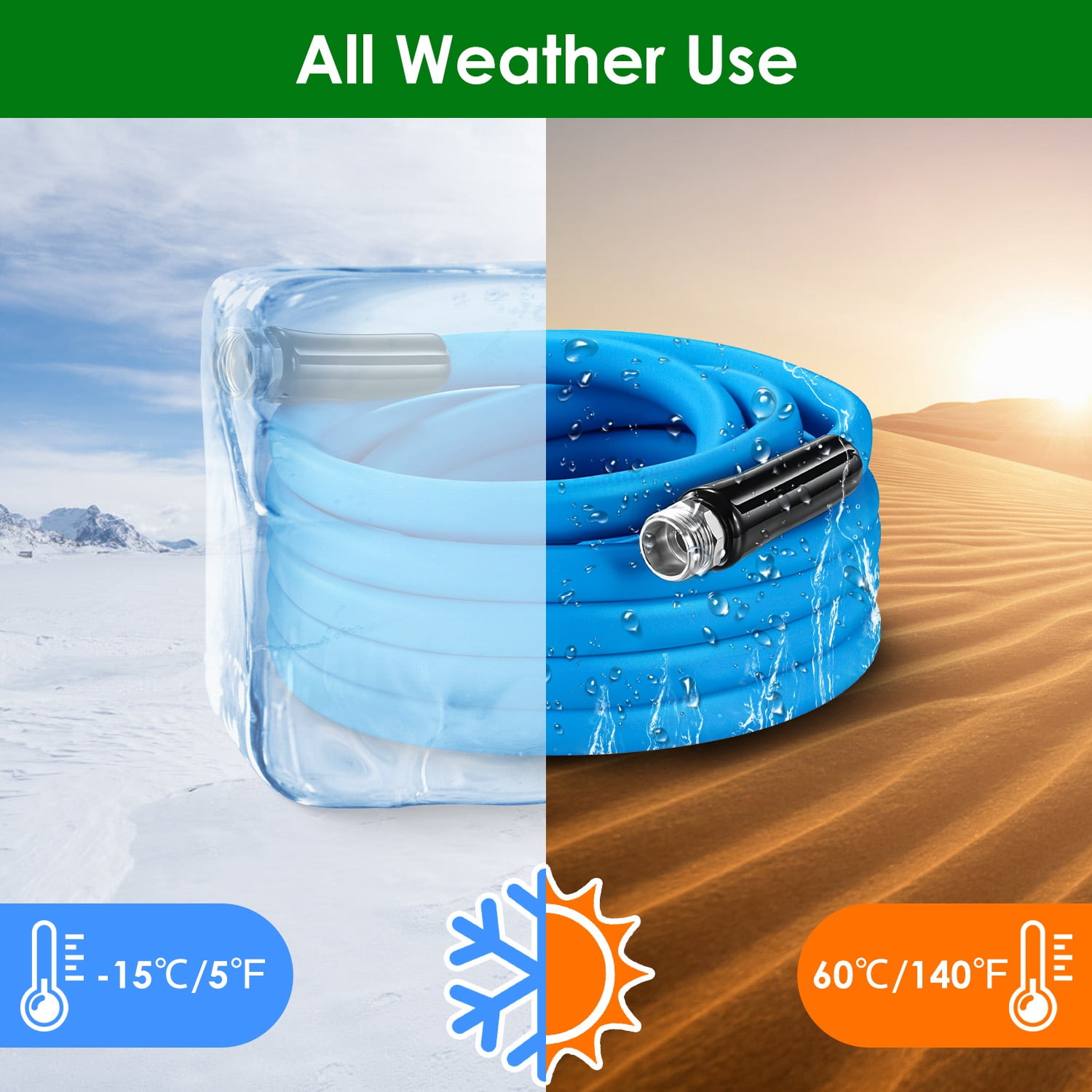 iMounTEK 25ft/50ft Heavy Duty Garden Hose 5/8" Flexible PVC Water Hose Leak-Resistant Kink-Free All-weather Burst 500PSI