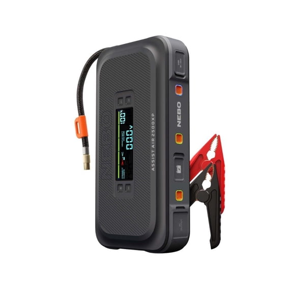 NEBO Assist 2500 Amps Jump Starter with Power Bank, Emergency Light, and Air Compressor