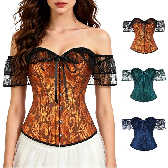 Womens Classic Bridal Corset with Hook Closure Boned Bustier Waist Shaper Elegant Shapewear Dark Blue L