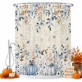 thumbnail image 2 of Blue Pumpkins Fall Shower Curtains for Bathroom, Thanksgiving Eucalyptus Leaves Weeping Autumn Waterproof Fabric Shower Curtain, Decorative Bathroom Curtain for Bathtub, 72"x72", No Hooks Included, 2 of 9