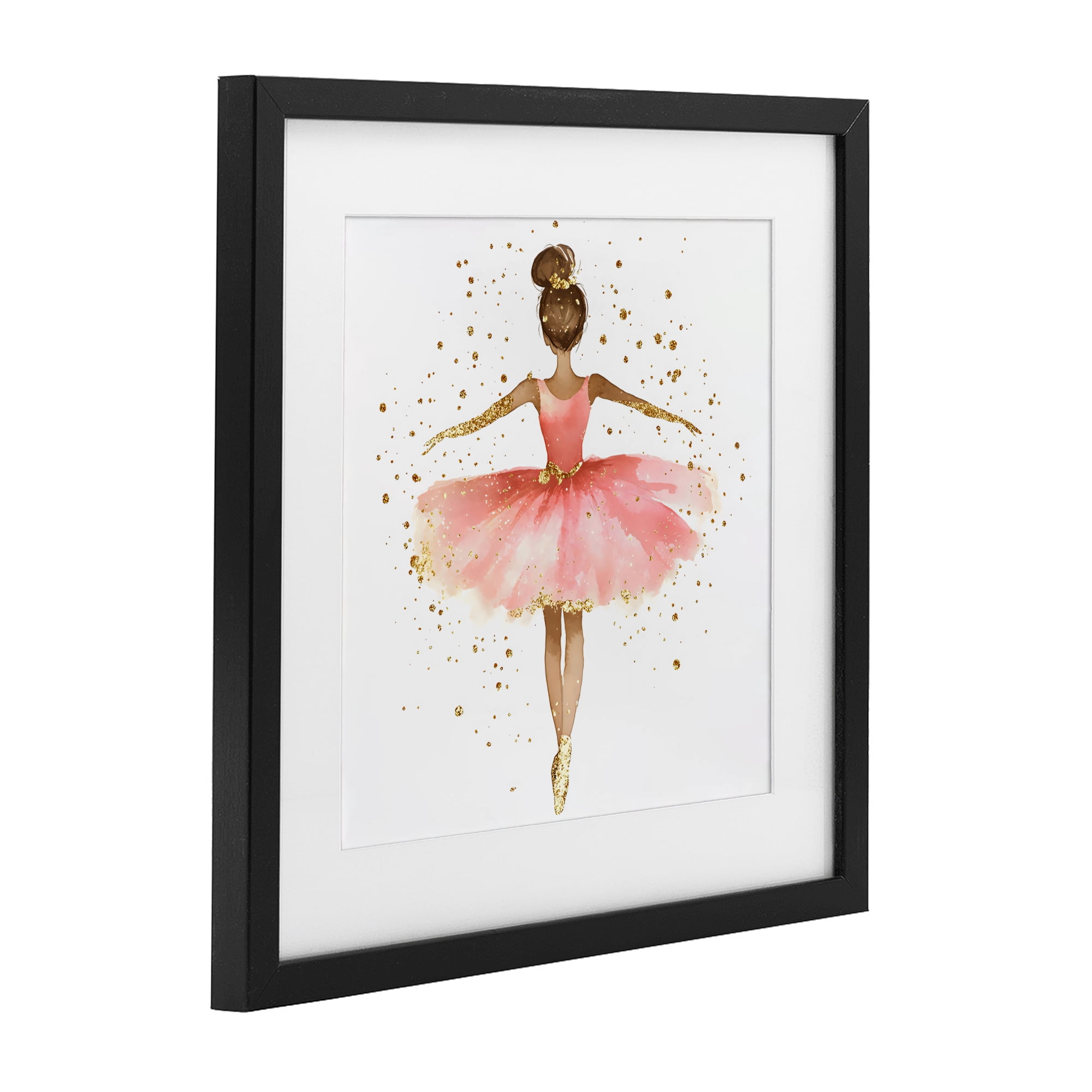 Stupell Industries Ballerina with Gold Glitter Black Framed Print Under Glass, design by Creative Studio